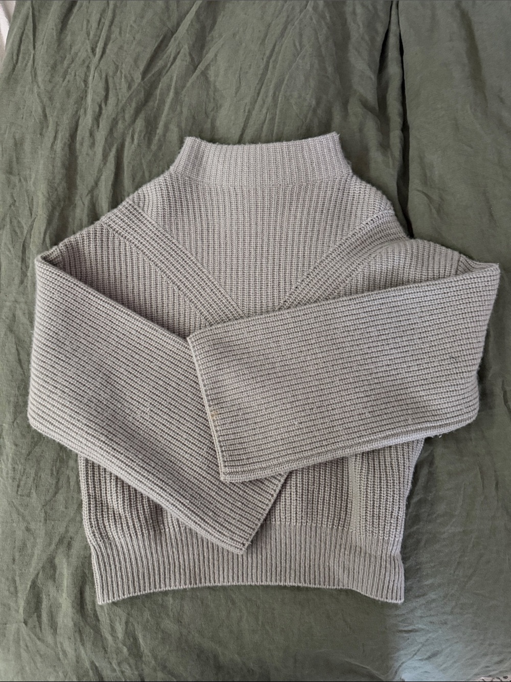 Ribbed Mock Neck Sweater in Light Taupe